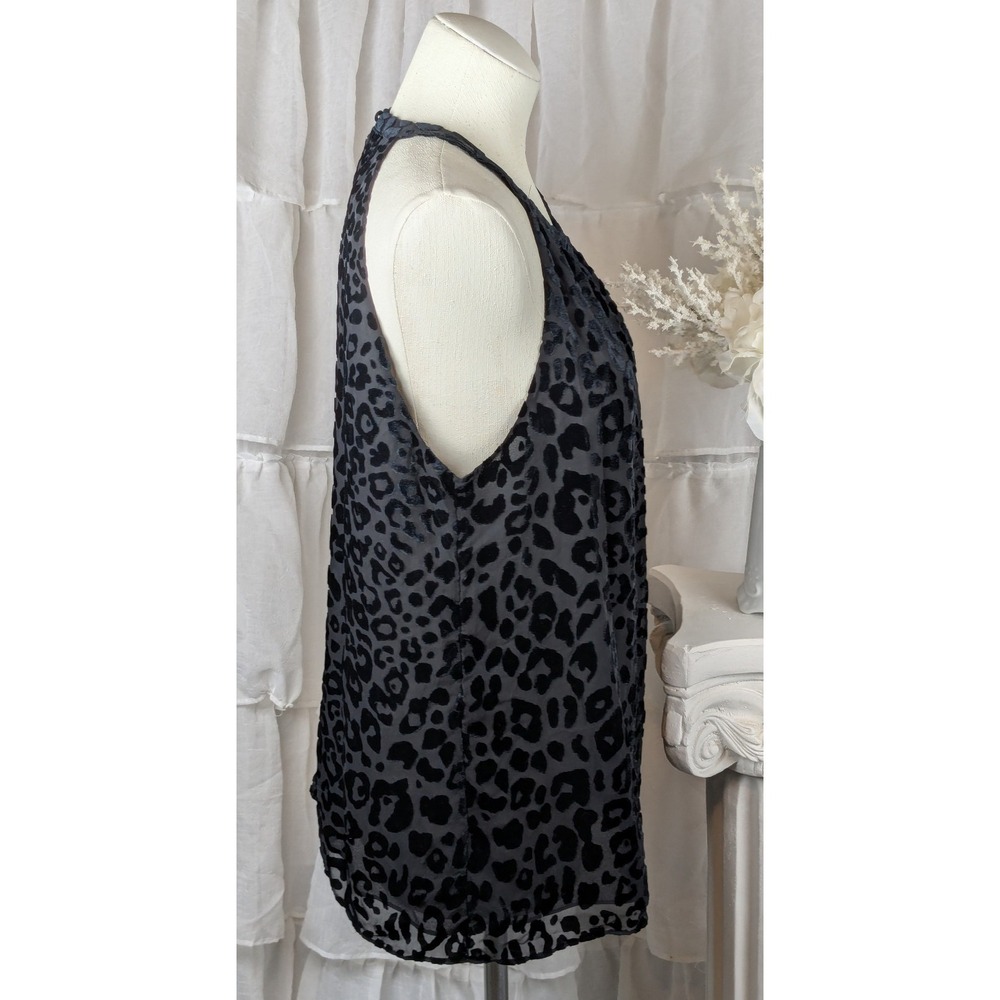 WHBM Y2K Style Black Burnout Velvet Animal Print Sleeveless Tank Top L - Picture 4 of 10